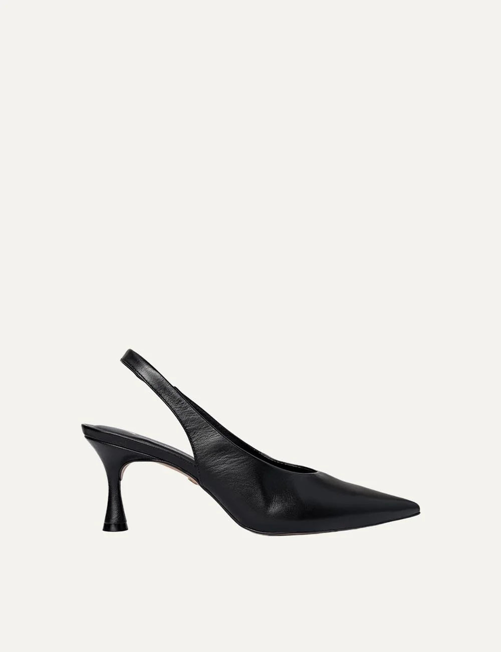 Carrano Women’s Black Leather Stiletto Slingback Pumps side view