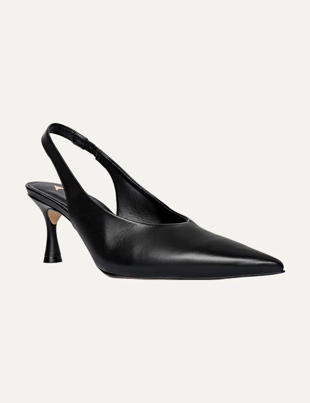 Carrano Women’s Black Leather Stiletto Slingback Pumps front angle view