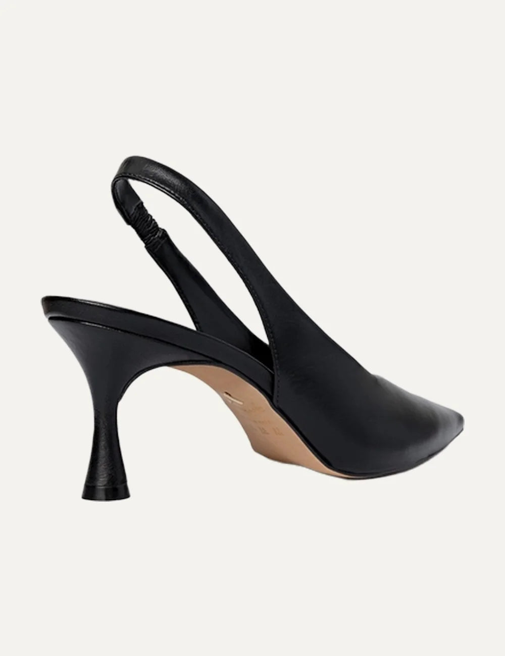 Carrano Women’s Black Leather Stiletto Slingback Pumps back view detail