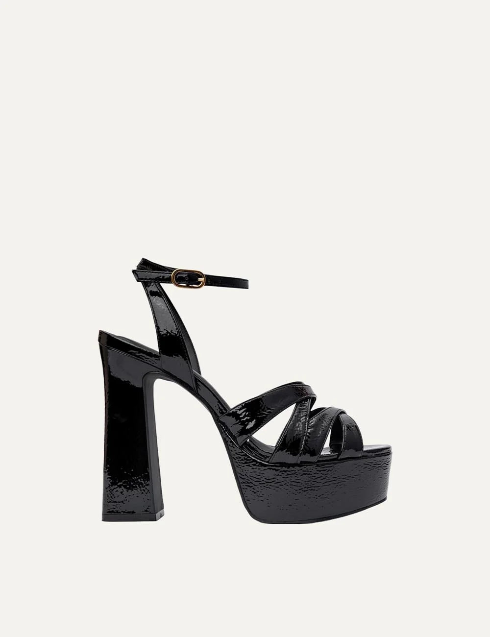  Carrano Women’s Black Patent Leather Platform Sandals side view