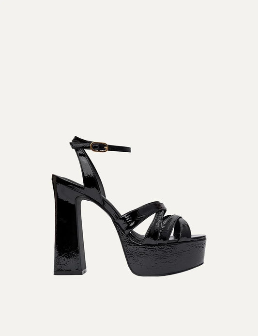  Carrano Women’s Black Patent Leather Platform Sandals side view