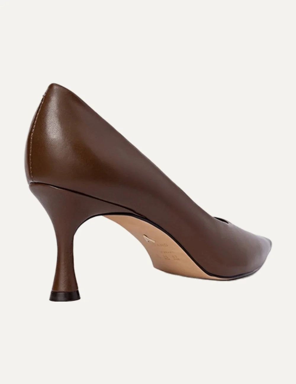 Carrano Women’s Brown Leather Stiletto Pumps back view heel details