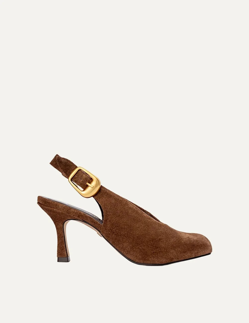 Carrano Women’s Brown Suede Buckle Slingback Pumps side view