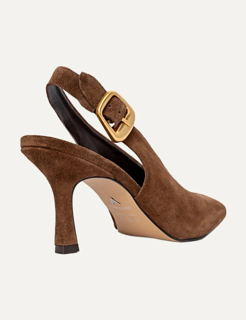  Carrano Women’s Brown Suede Buckle Slingback Pumps back view
