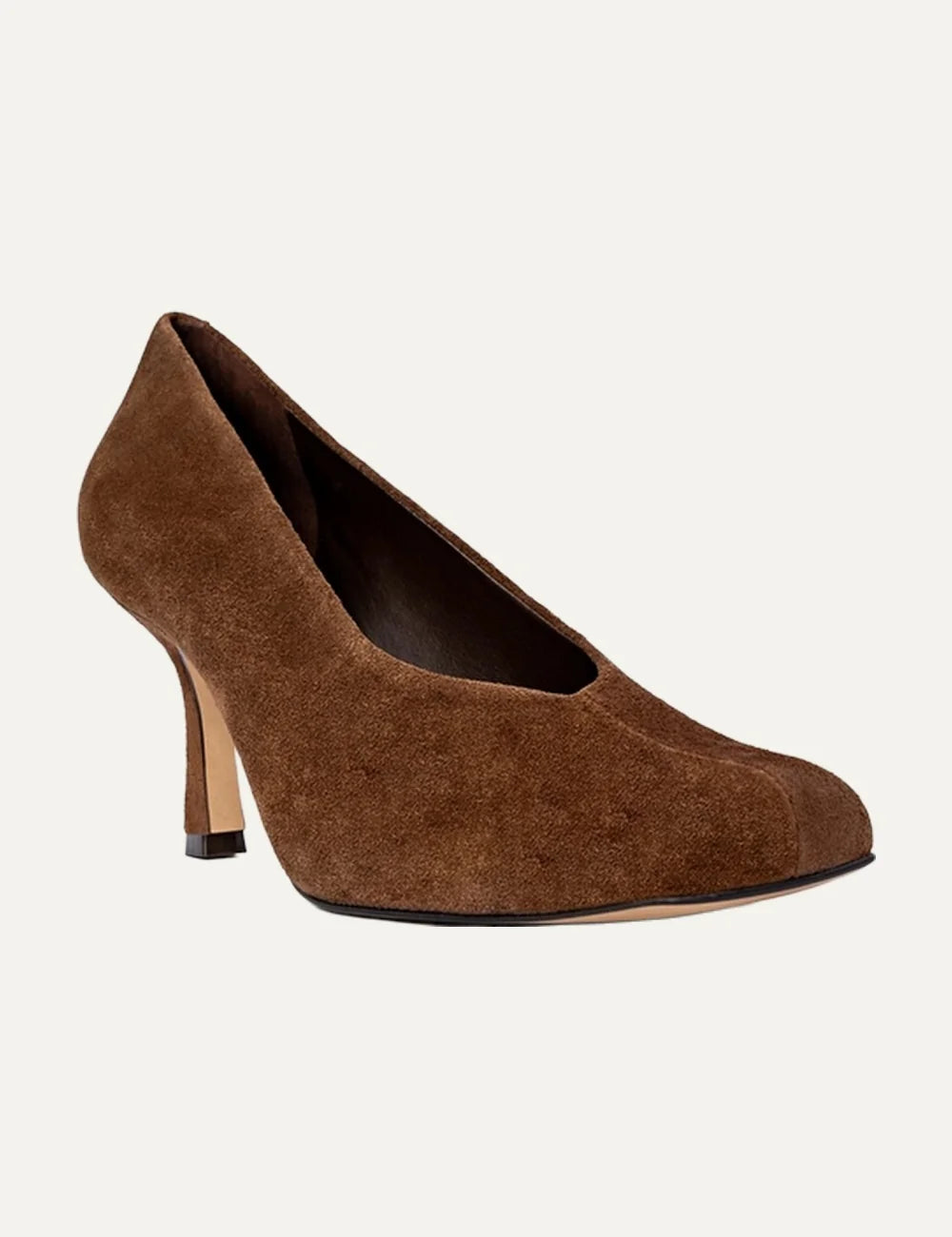 Carrano Women’s Brown Suede Square-Toe Pumps front angle view