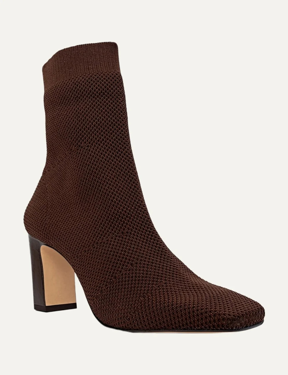 Carrano Women’s dark brown Knit Sock Ankle Boots front angle
