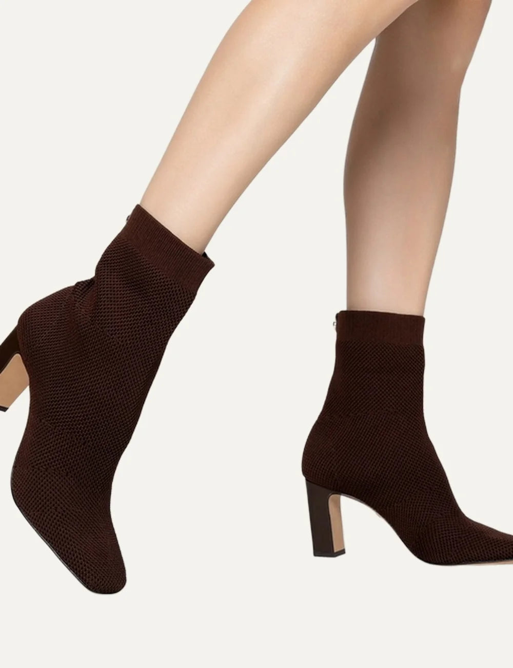 Carrano Women’s dark brown Knit Sock Ankle Boots on model