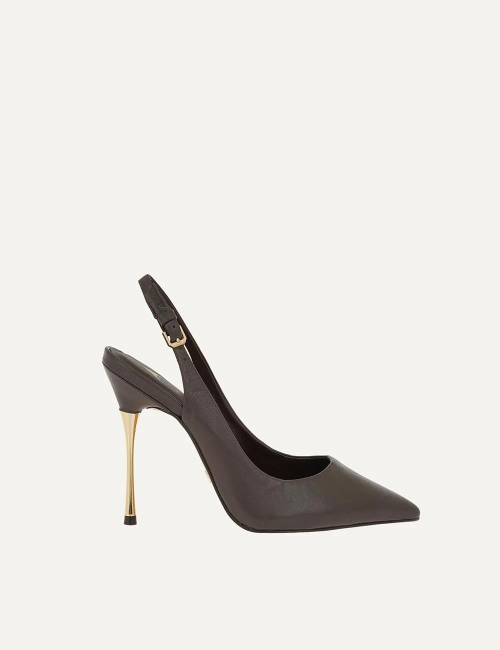 Carrano Women’s Dark Brown Leather Slingback Stiletto Pumps side view