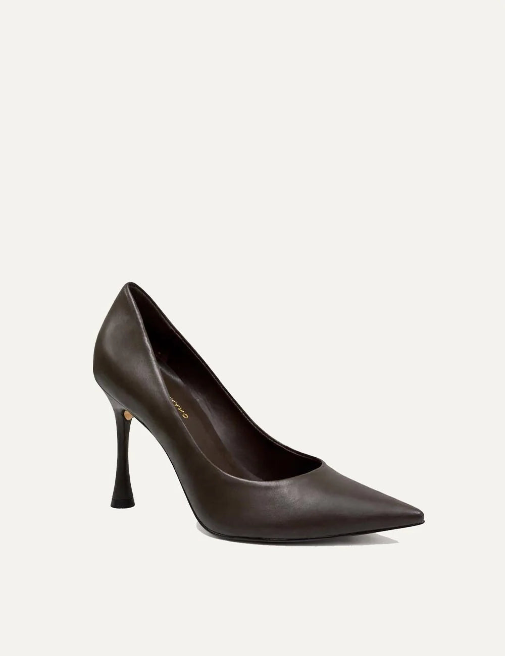 Carrano Women’s Dark Brown Leather Stiletto Pumps side view