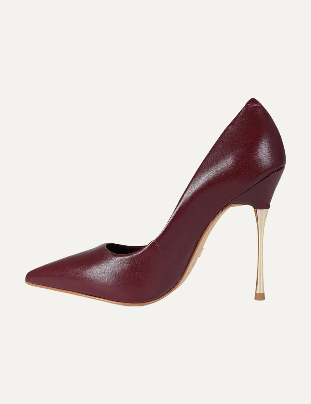 Carrano Women’s Mahogany Leather Pumps With Gold Stiletto Heel opposite side view