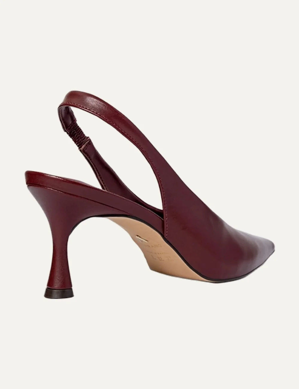 Carrano Women’s Mahogany Leather Stiletto Slingback Pumps back view heel details