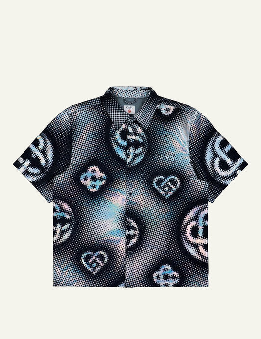 casa shirt short sleeve printed dots abstract front flat view