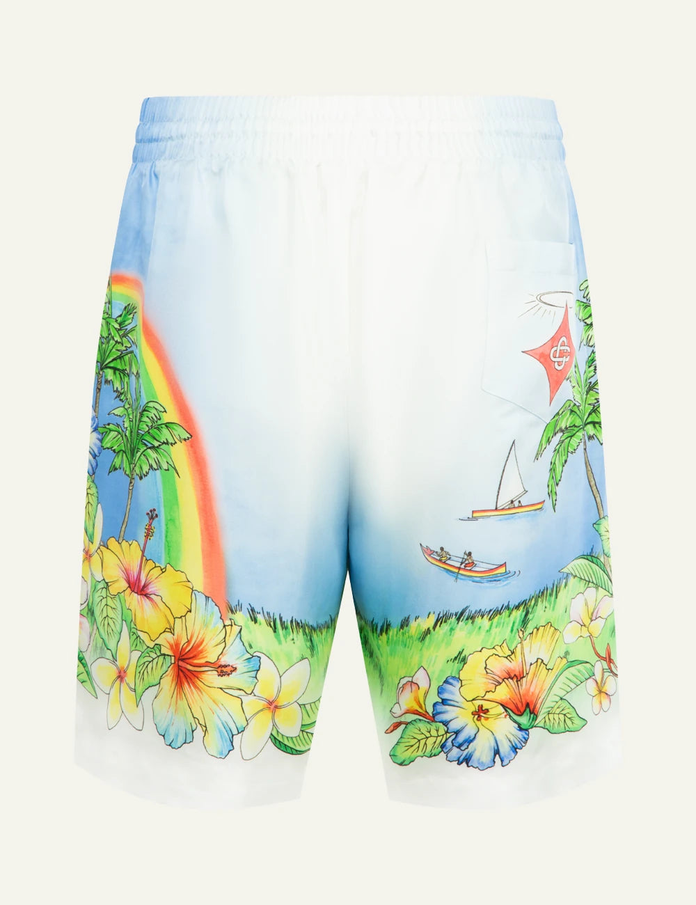 Casablanca Aloha Silk Twill Shorts multicolor back view