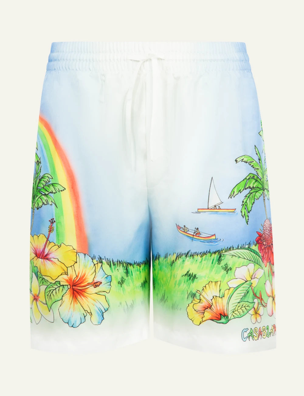 Casablanca Aloha Silk Twill Shorts multicolor front view