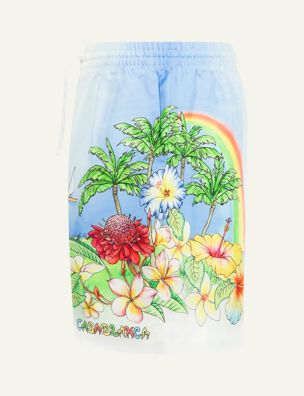 Casablanca Aloha Silk Twill Shorts multicolor print detail