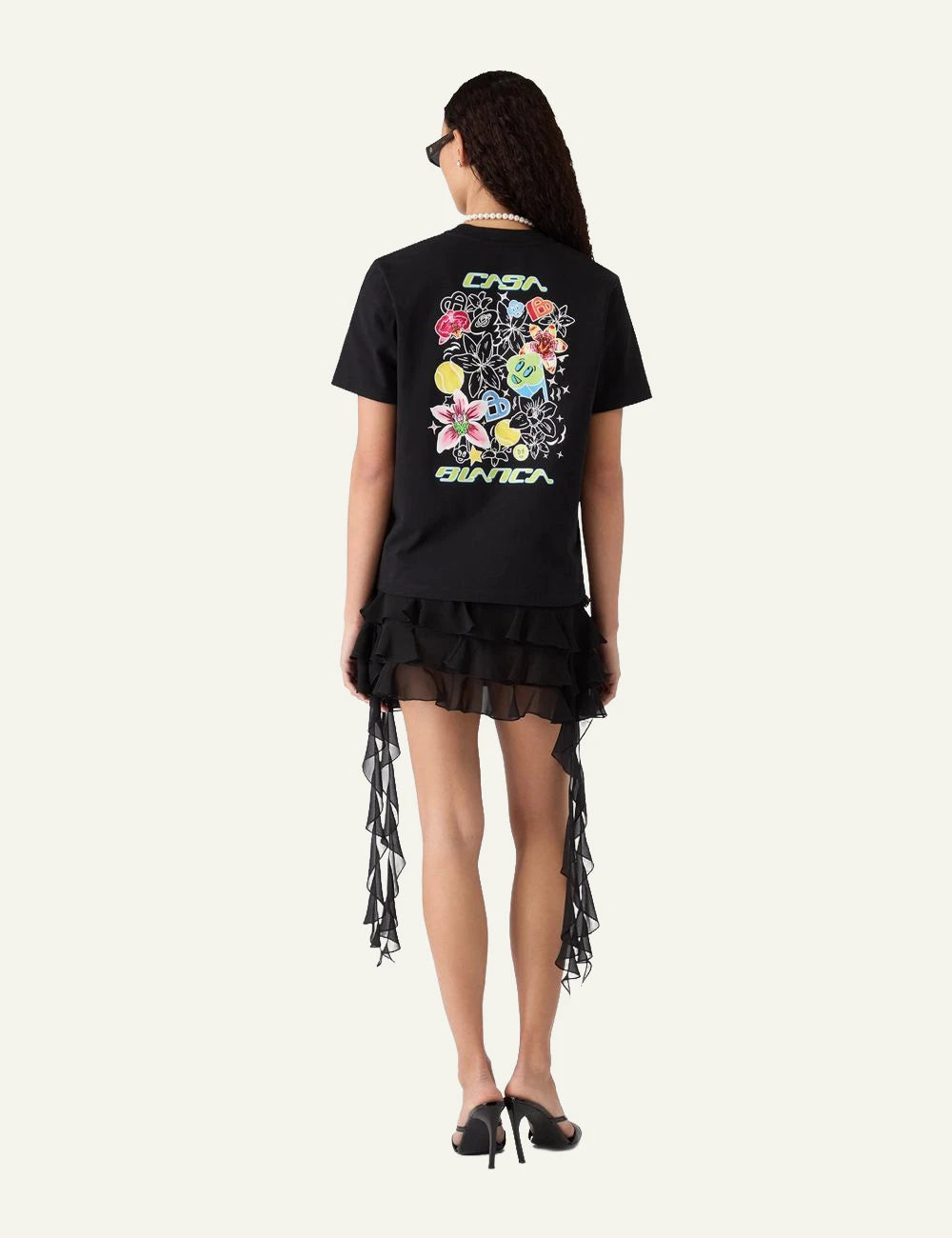 casablanca black graffiti frame graphic cotton t shirt front print back
