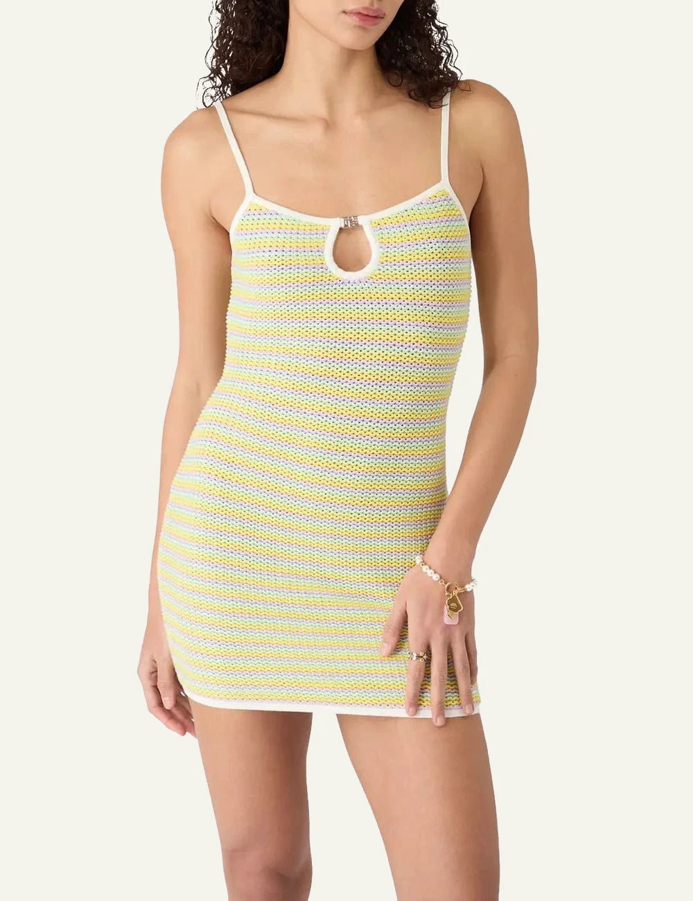 casablanca bourgeois striped knit mini dress multicolor spaghetti strap model