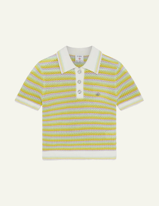 casablanca bourgeois striped knit polo multicolor cotton short sleeve flat
