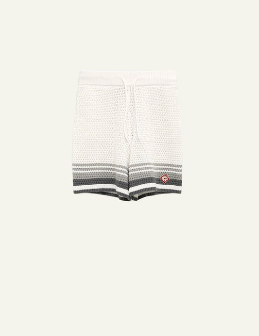 Casablanca Crochet Shorts White Grey front view