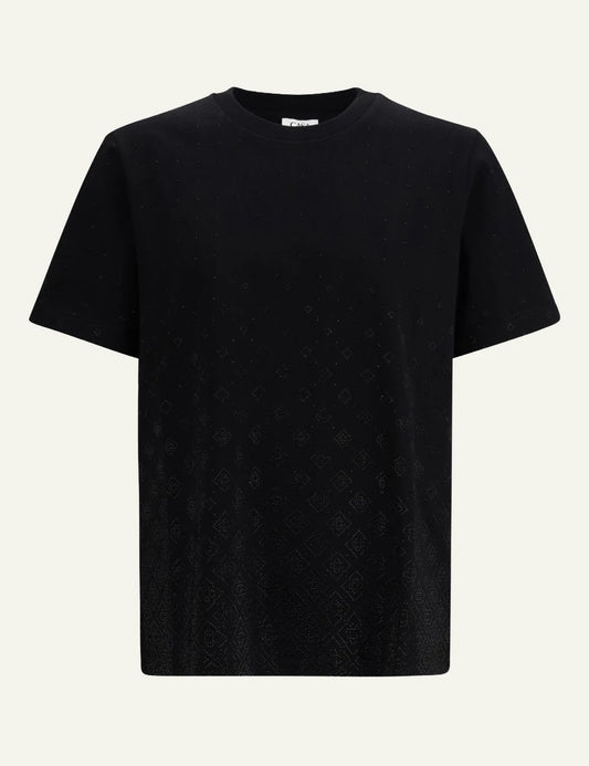 Casablanca Crystal Monogram Classic T-Shirt Black front view