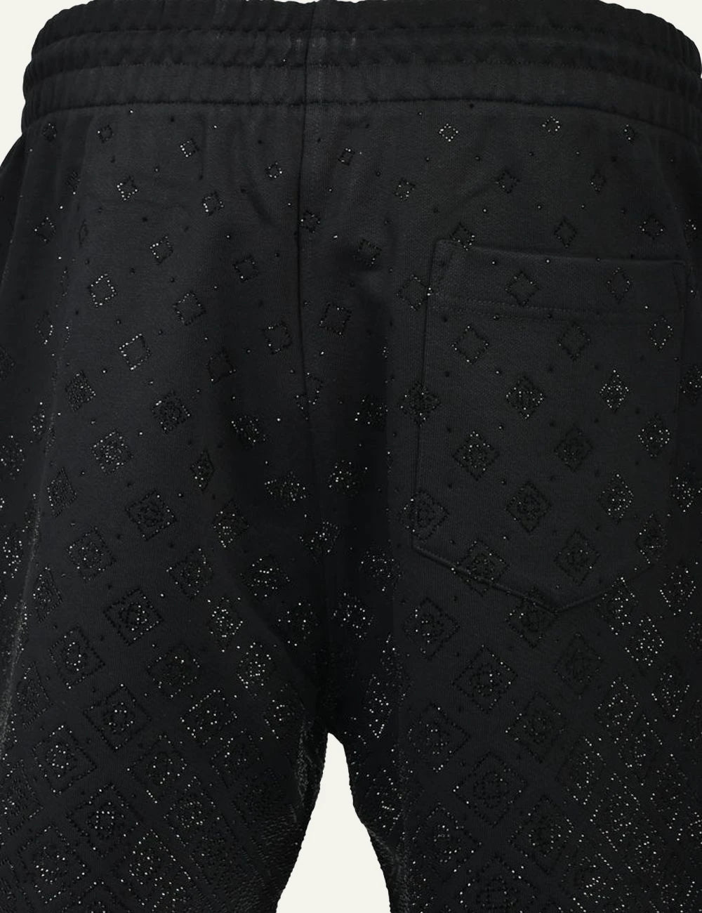Casablanca Crystal Monogram Sweatshort Black waist detail