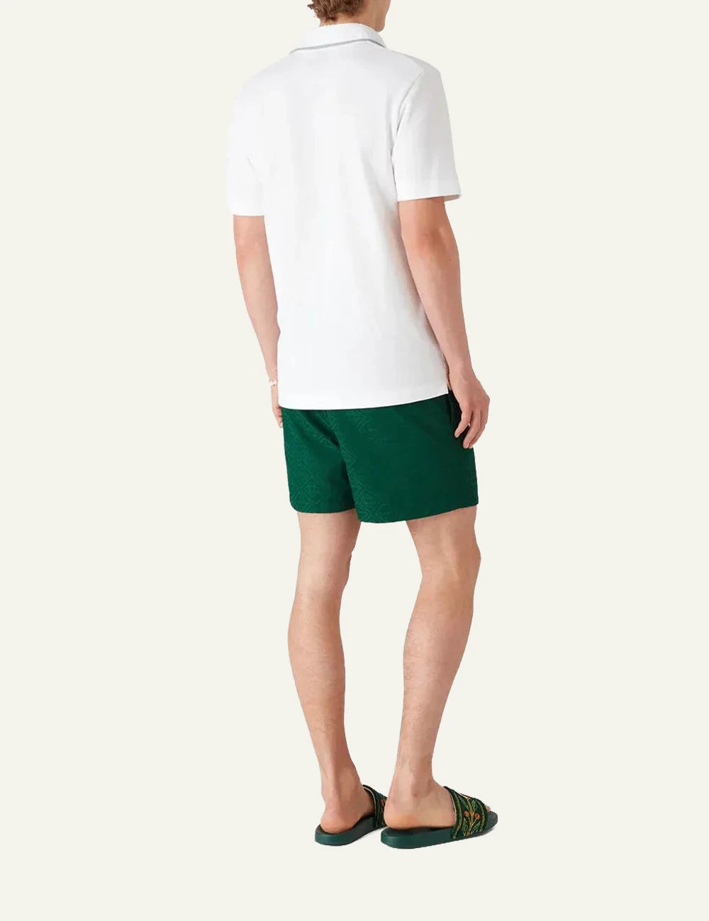 casablanca green monogram jacquard swim shorts logo detail back