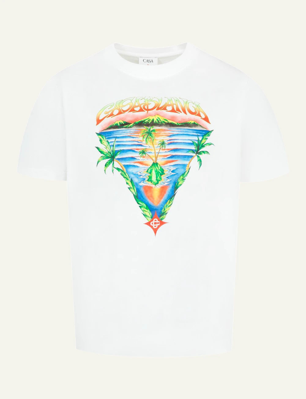 casablanca innocence triangle t shirt white ocean sunset graphic front view