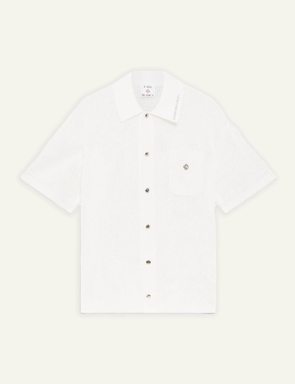 Casablanca Knit Shirt Off White Short Sleeve Front Flat View