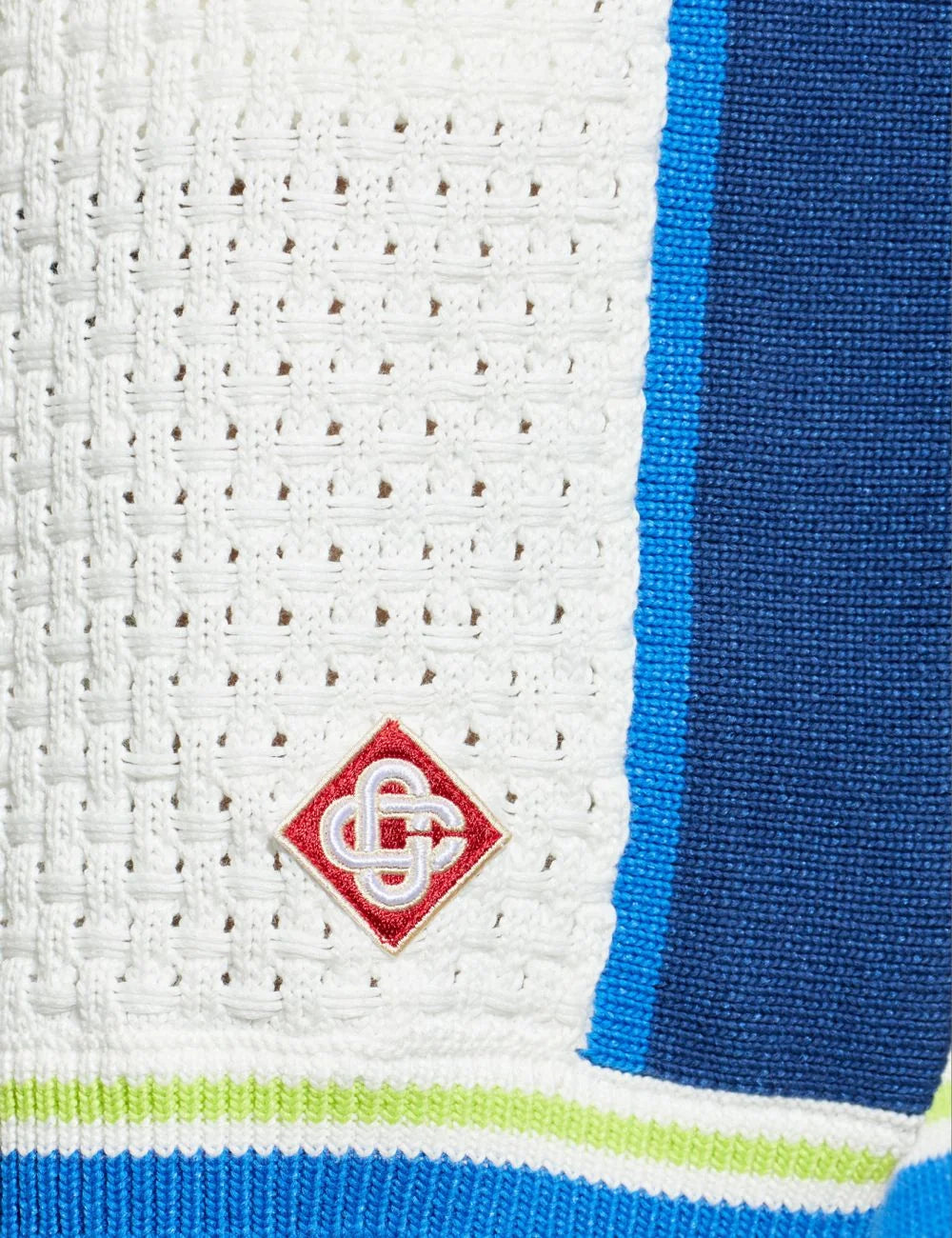 Casablanca Knit Shorts Off White Blue Neon Trim Detail View