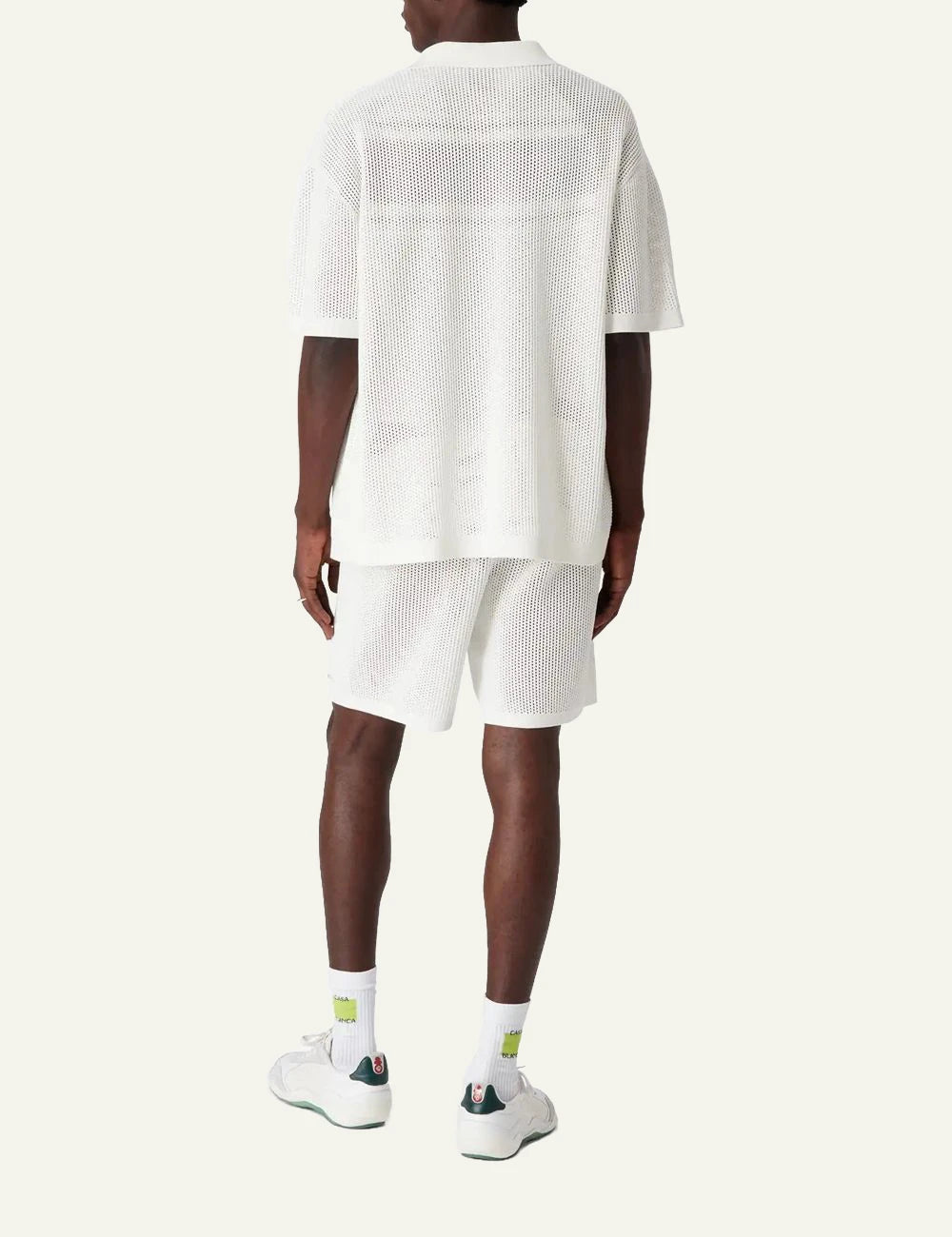 Casablanca Knit Shorts White Minimal Logo Back Model View