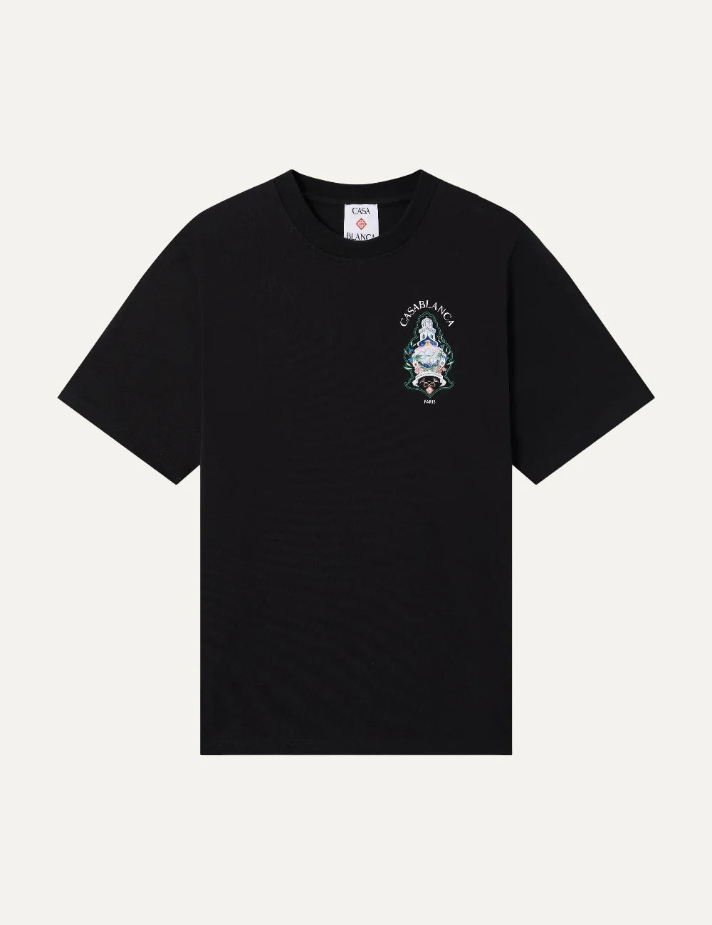 Casablanca men's black organic cotton T-shirt with chest graphic