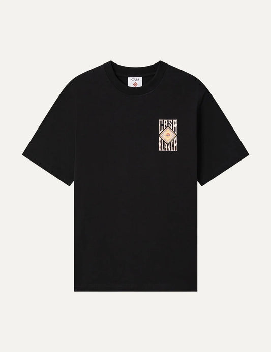 Casablanca men's black organic cotton T-shirt with graphic logo print