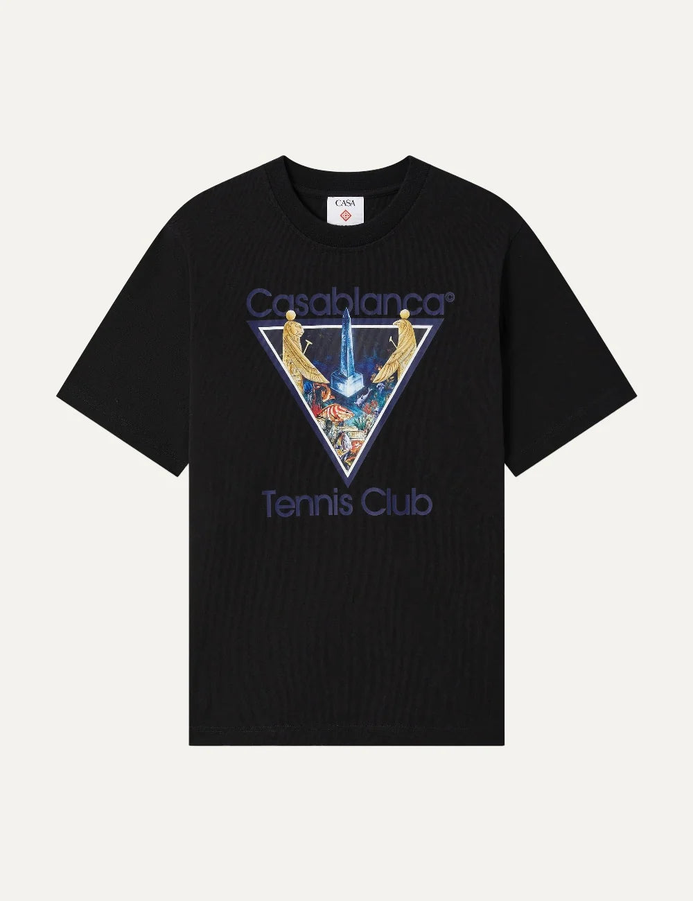 Casablanca men's black organic cotton T-shirt with Tennis Club graphic print