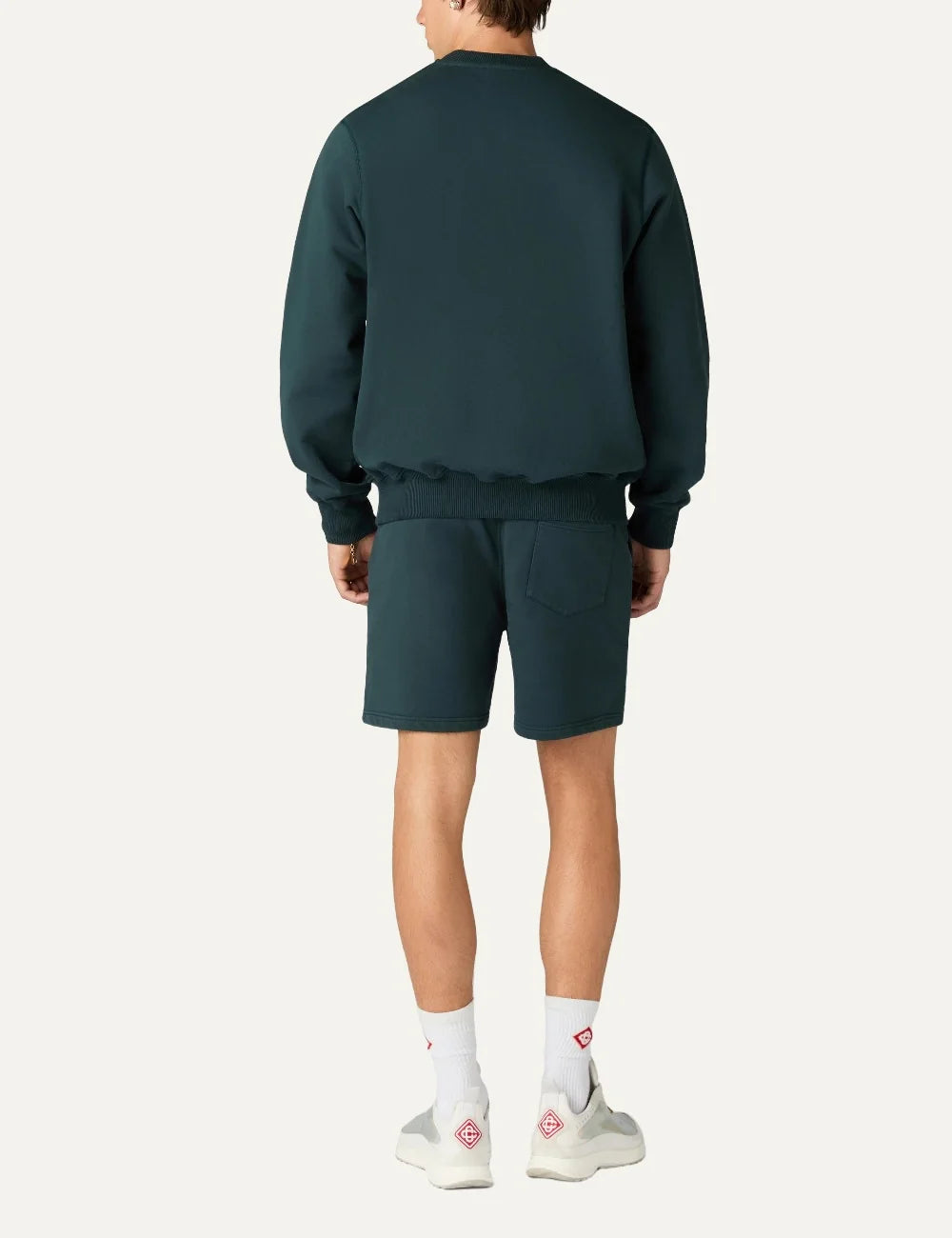 Casablanca men's dark teal organic cotton sweatshirt with geometric CC logo embroidery back