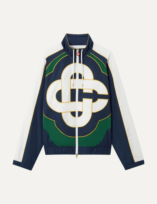 Casablanca men's green navy and white polyester windbreaker jacket