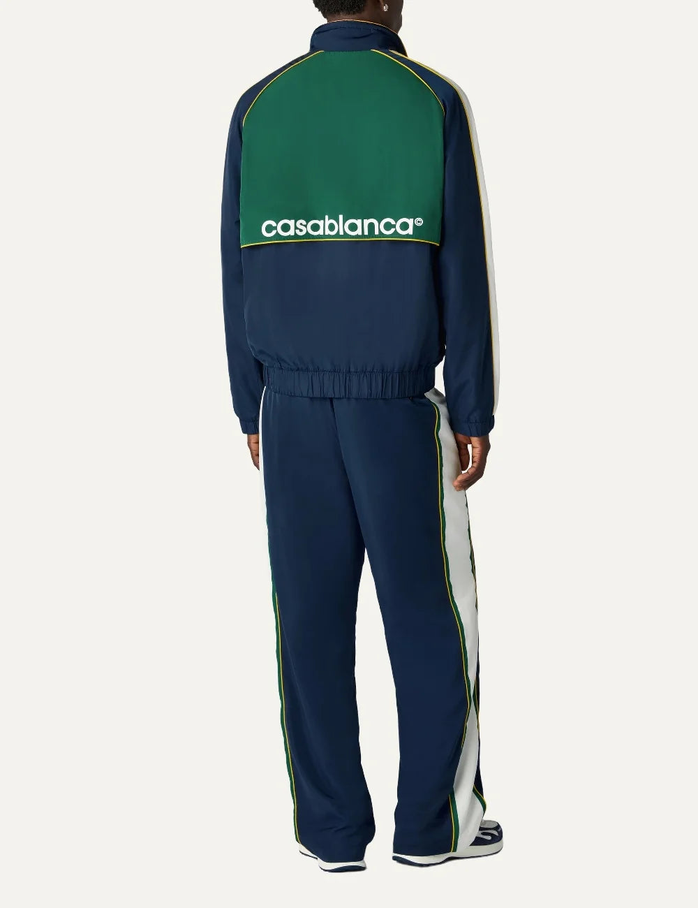 Casablanca men's green navy and white polyester windbreaker jacket back