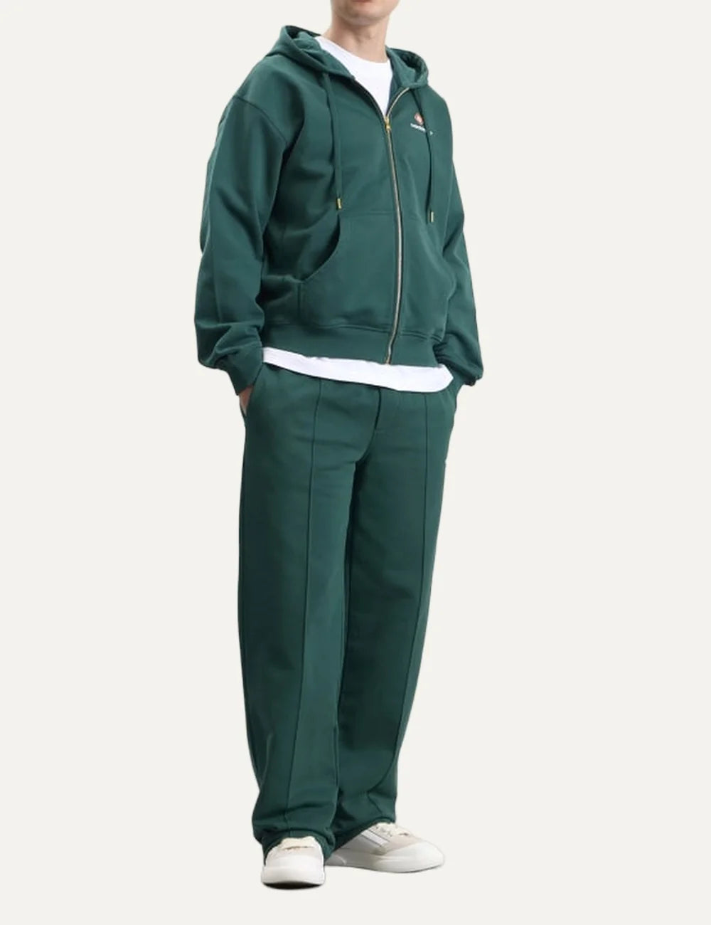 Casablanca men's green organic cotton track pants with embroidered logo full body