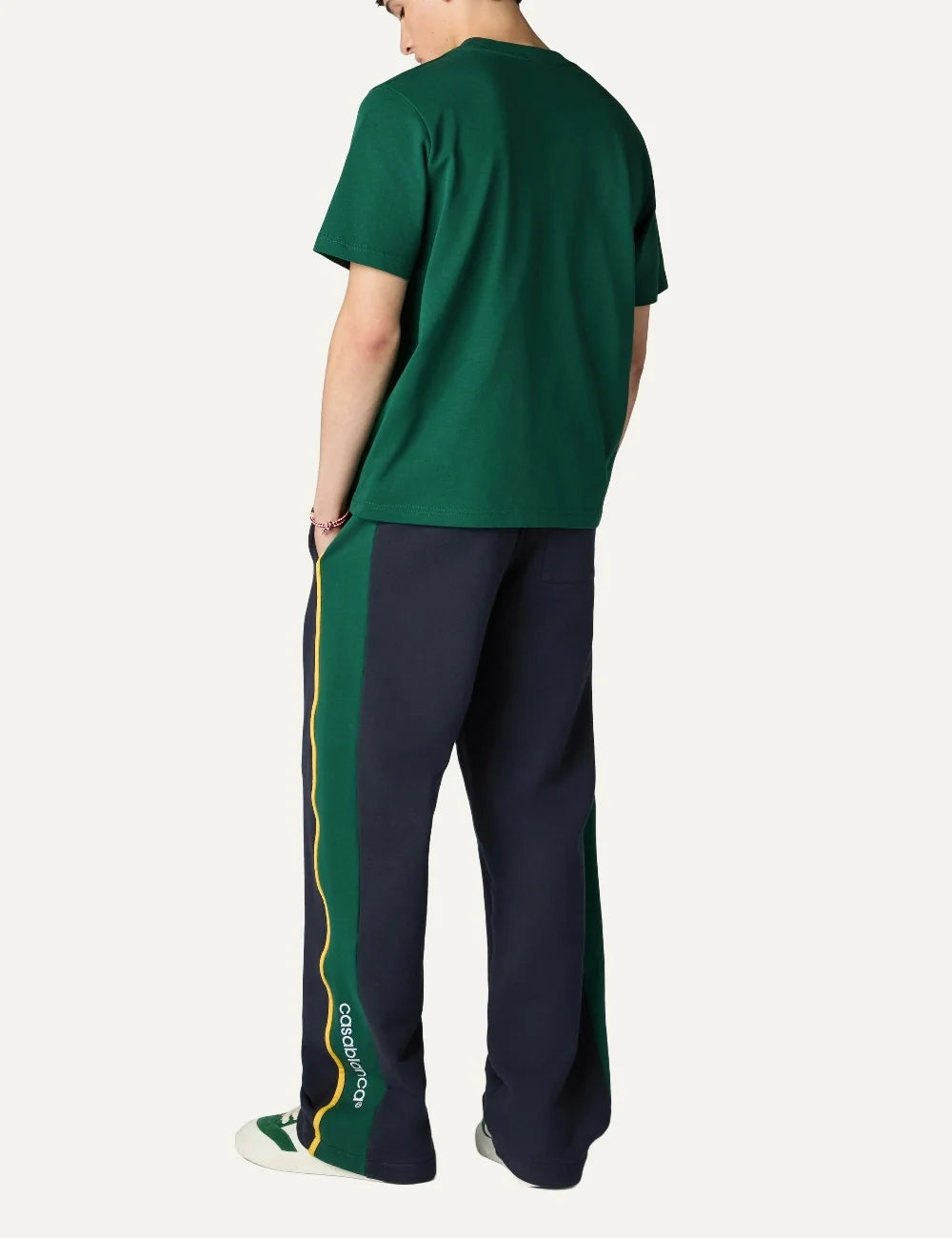 Casablanca men's green organic cotton T-shirt with front logo back