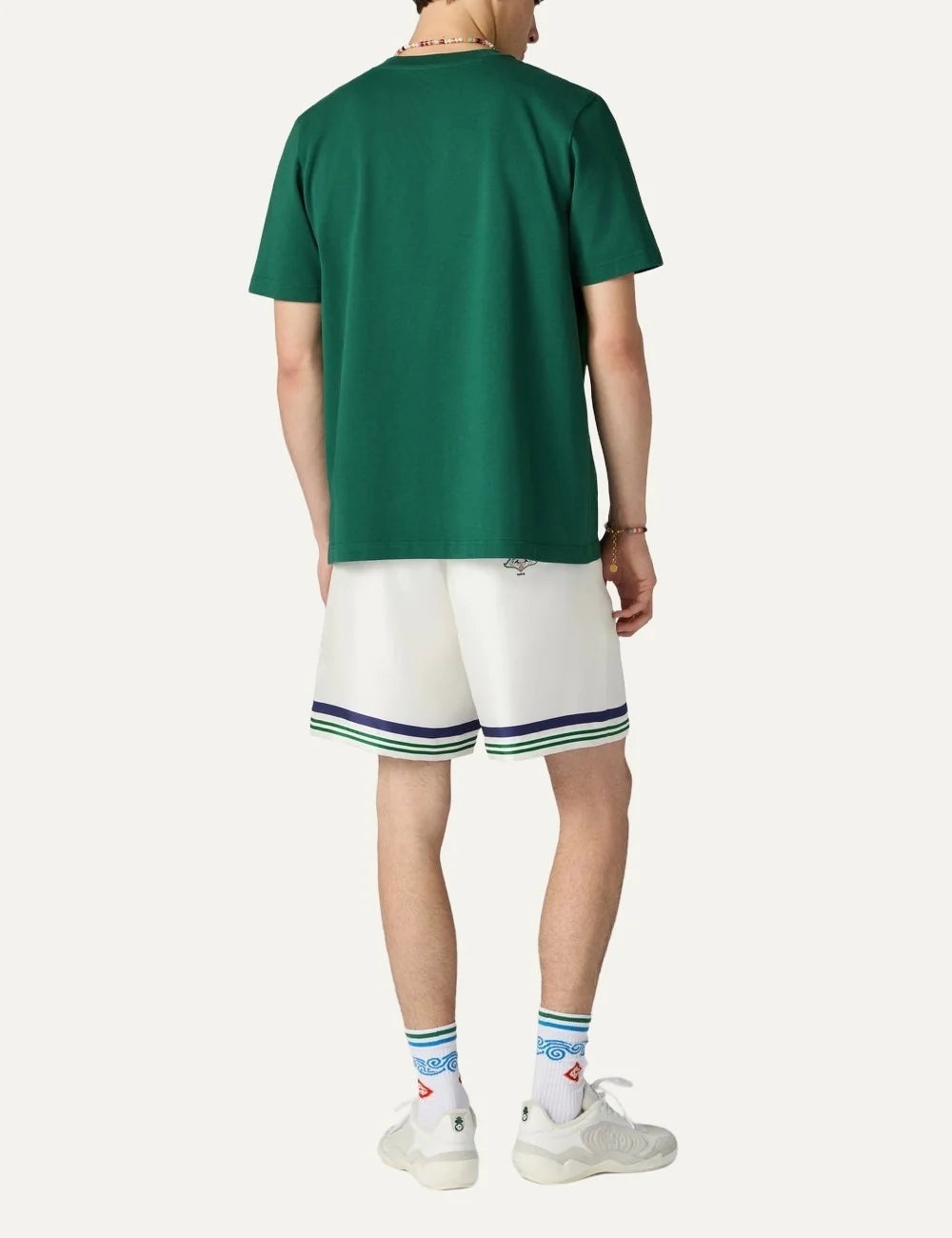 Casablanca men's green organic cotton T-shirt with logo back