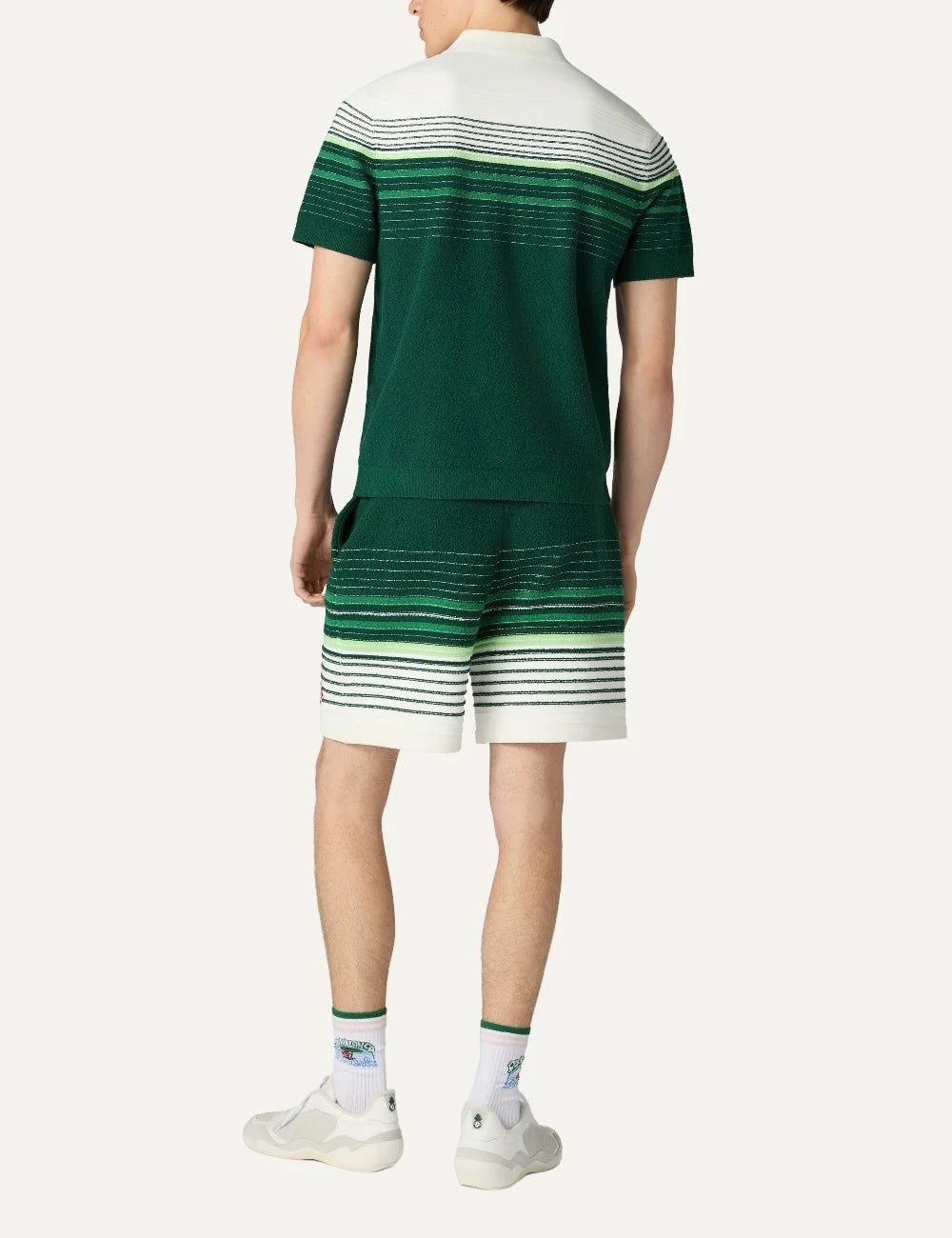 Casablanca men's green and white cotton blend striped polo shirt back