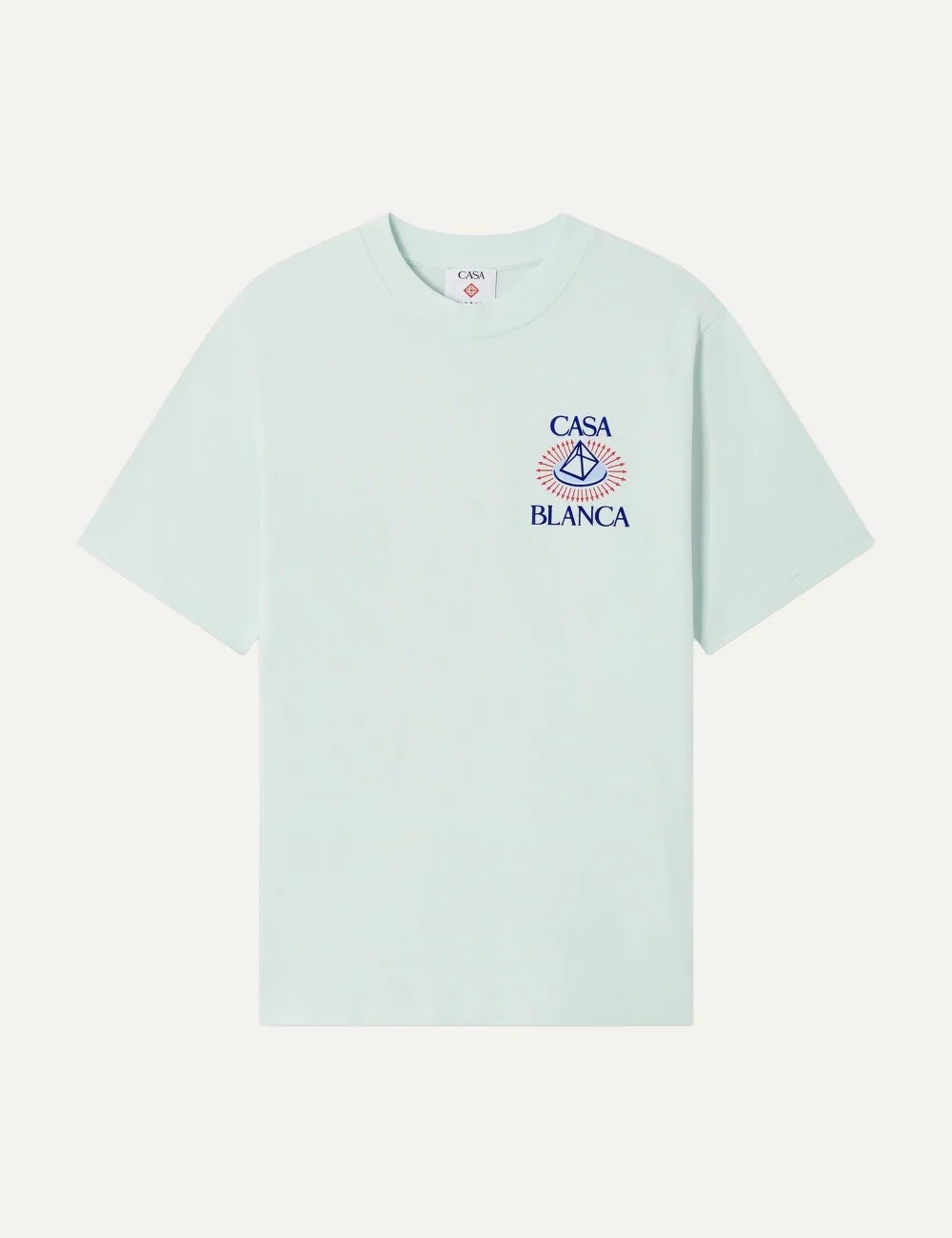 Casablanca men's light blue organic cotton T-shirt with pyramid graphic print
