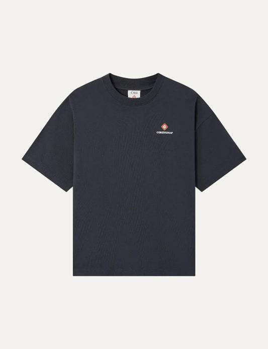 Casablanca men's navy organic cotton oversized T-shirt with Diamond logo