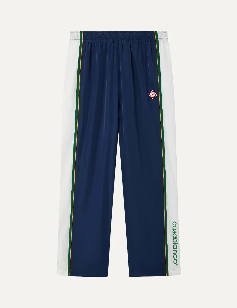 Casablanca men's navy polyester track pants with white and green stripes