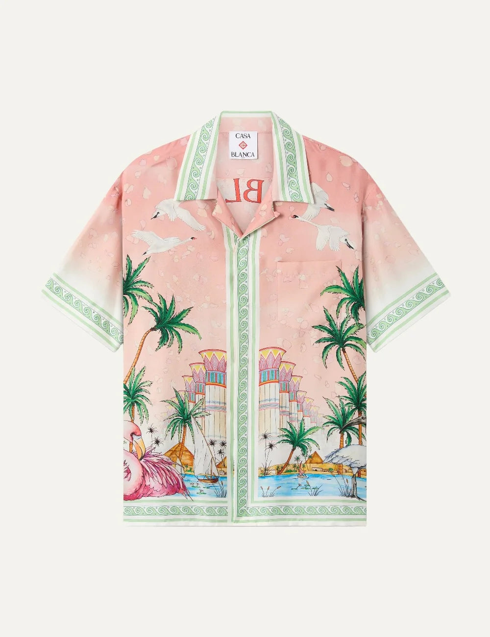 Casablanca men's pink silk shirt with Ethereal print