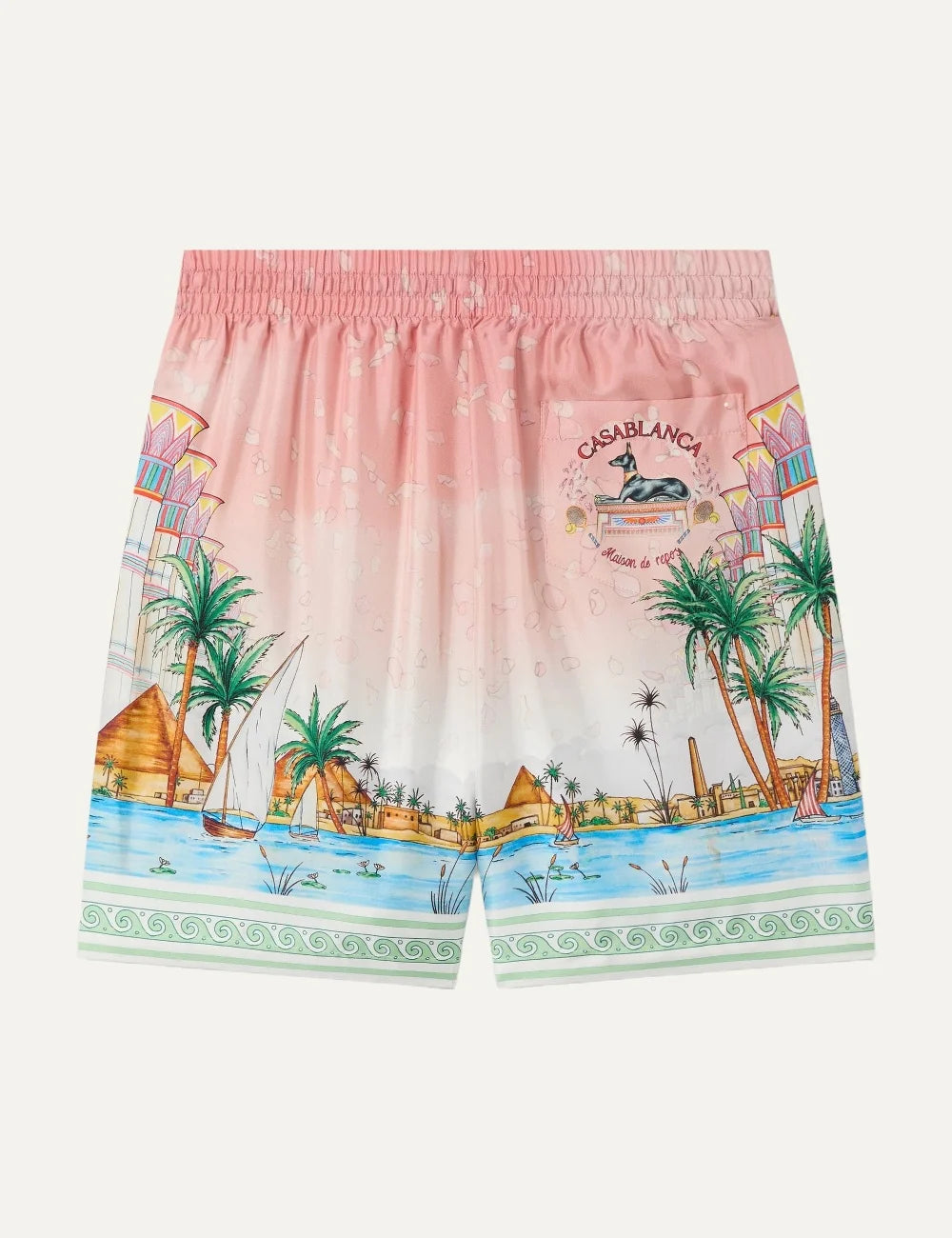 Casablanca men's pink silk shorts with Ethereal print