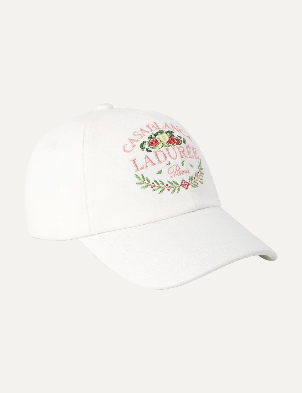 Casablanca men's white cotton cap with Laduree embroidered logo