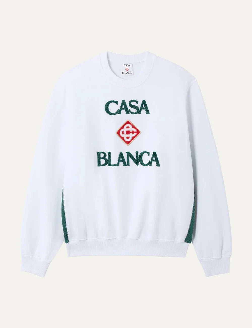 Casablanca men's white organic cotton sweatshirt with embroidered logo