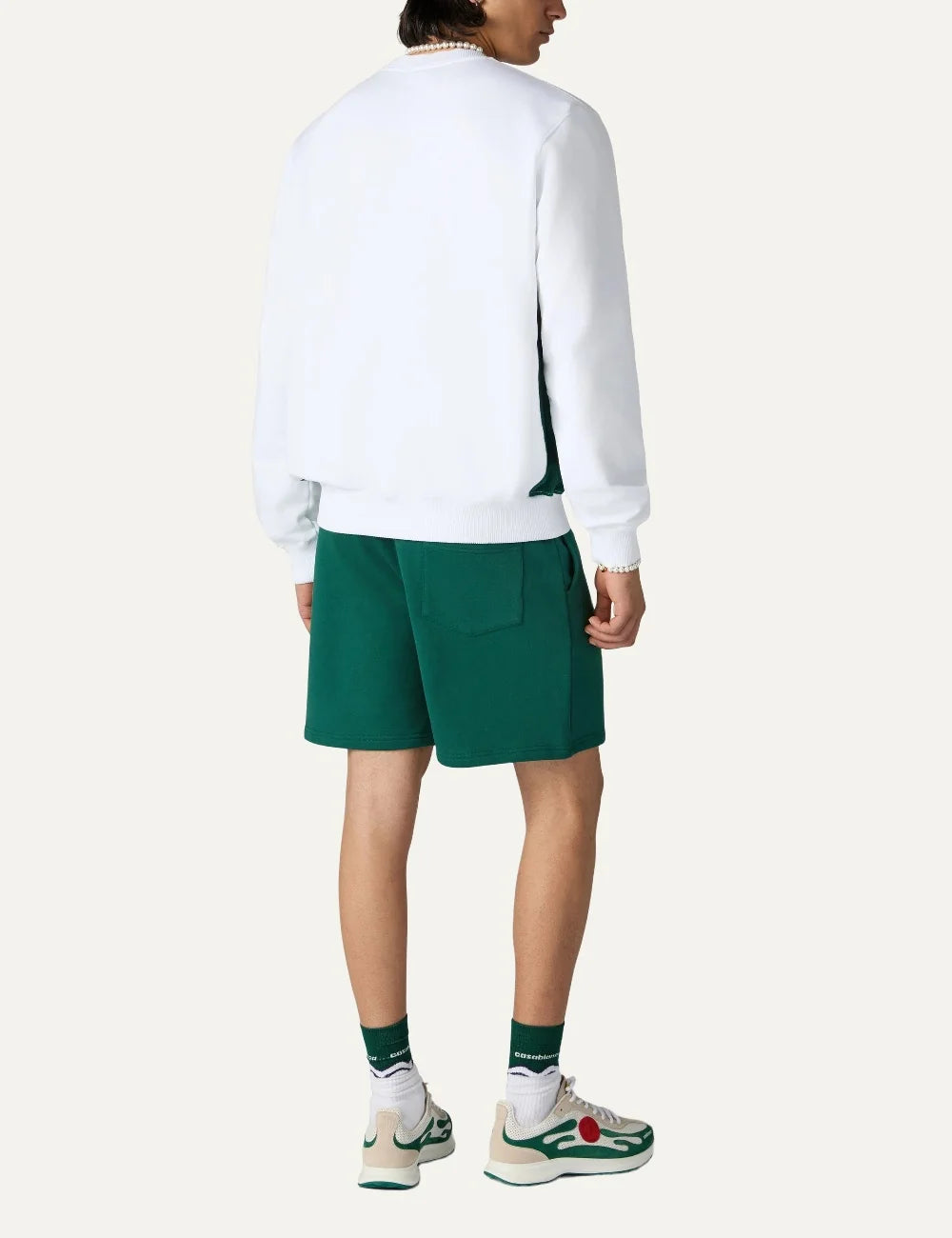 Casablanca men's white organic cotton sweatshirt with embroidered logo back