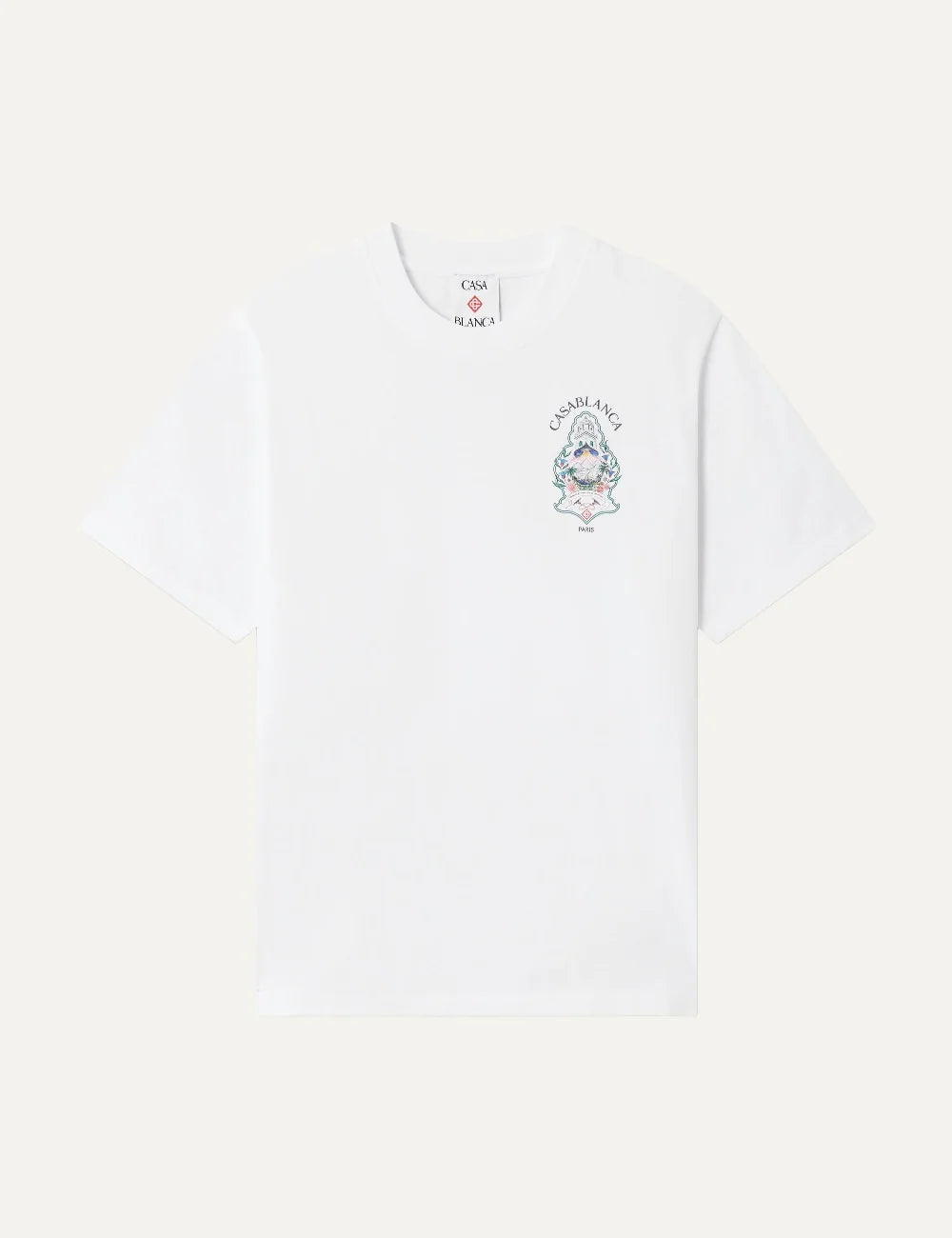 Casablanca men's white organic cotton T-shirt with chest graphic