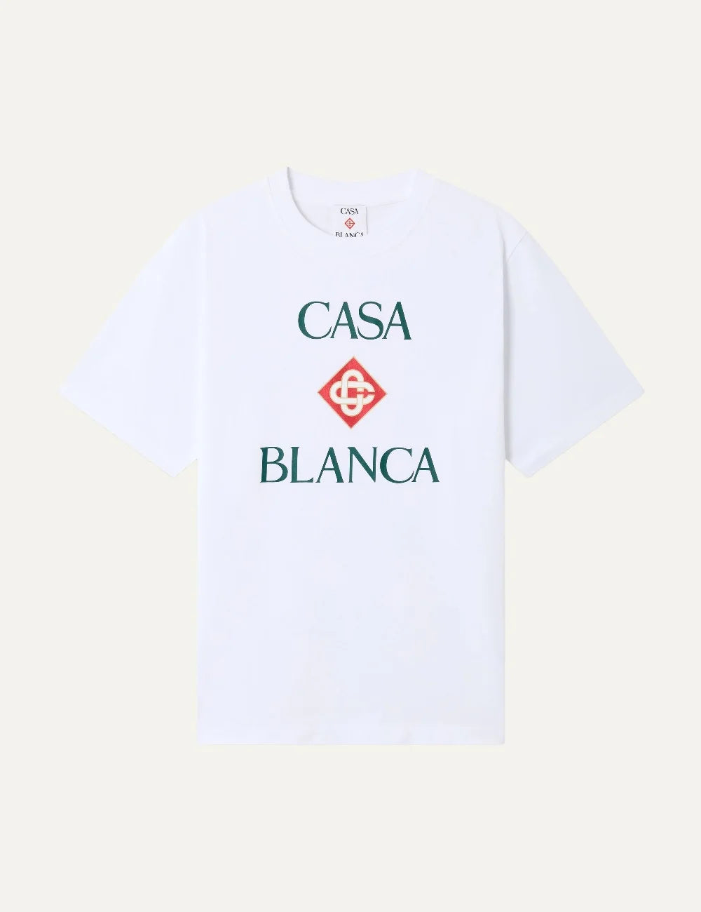 Casablanca men's white organic cotton T-shirt with Diamond logo print